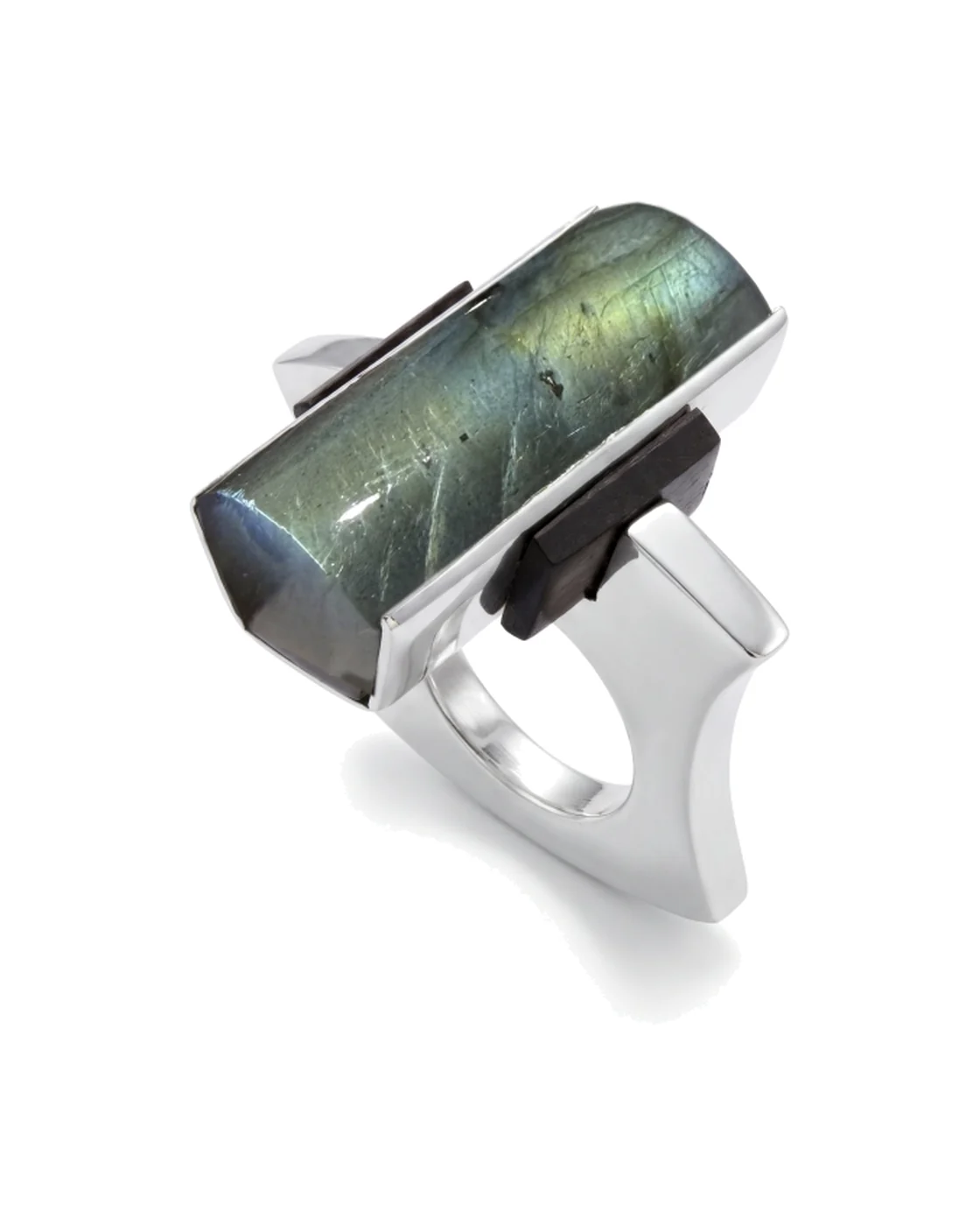 Bague Young couples, la seconde bague, labradorite et ébène — Amira Sliman, Gargantua 2026